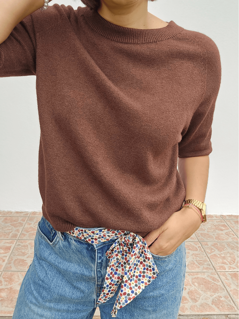Pull femme manches courtes