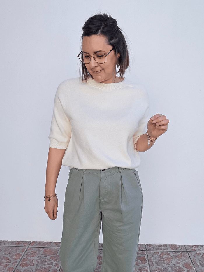 Pull femme manches courtes