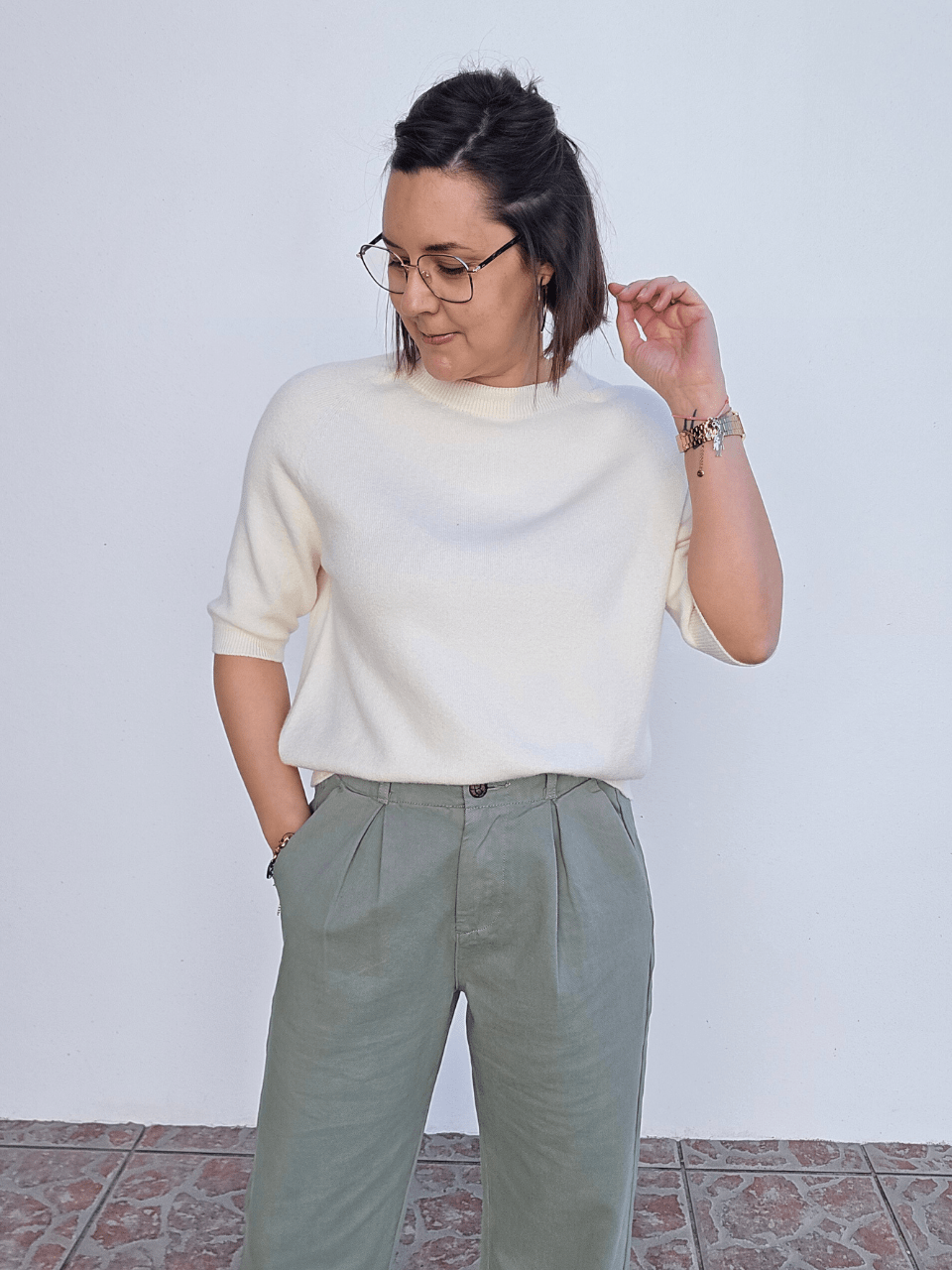 Pull femme manches courtes