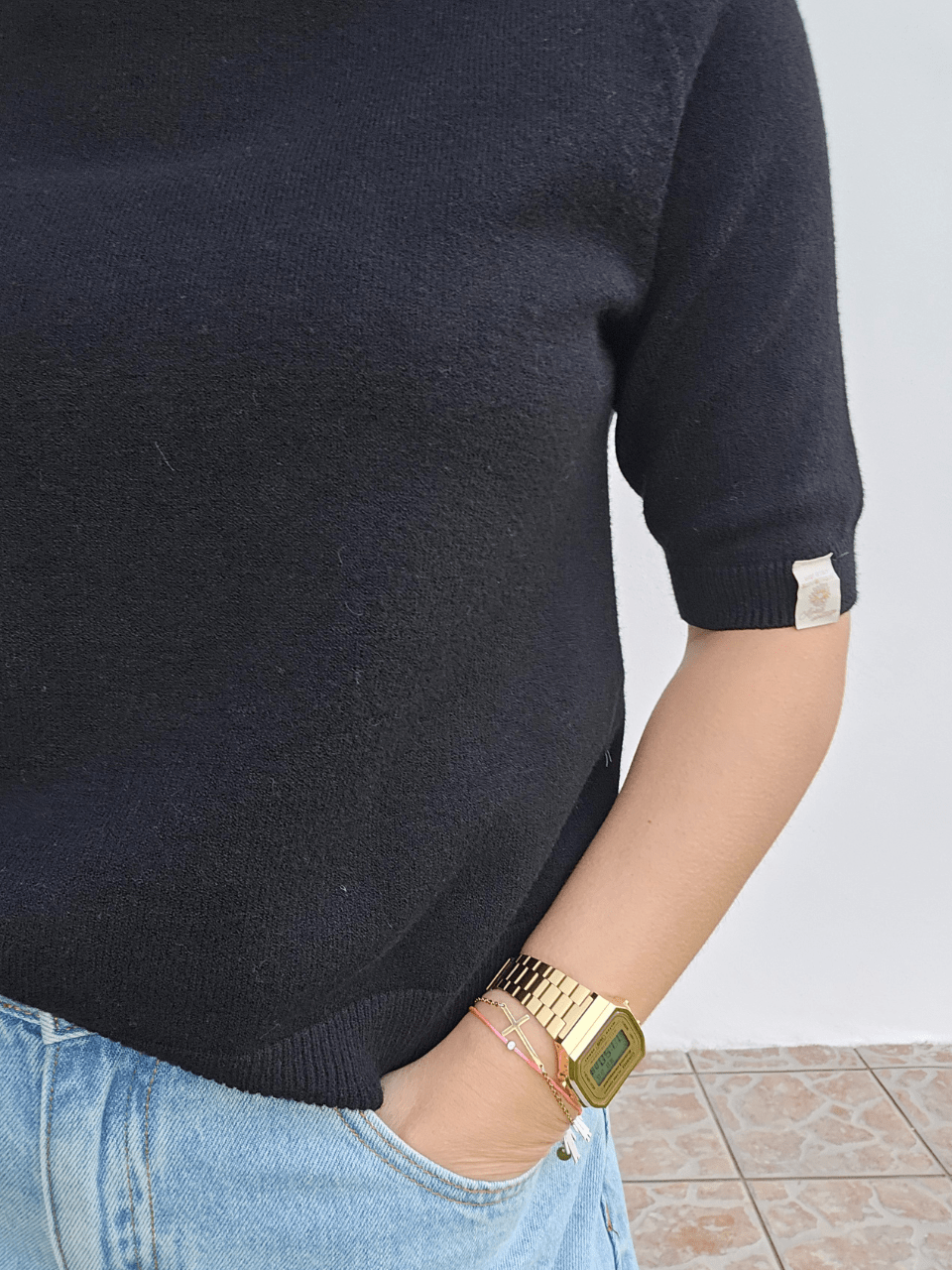 Pull femme manches courtes