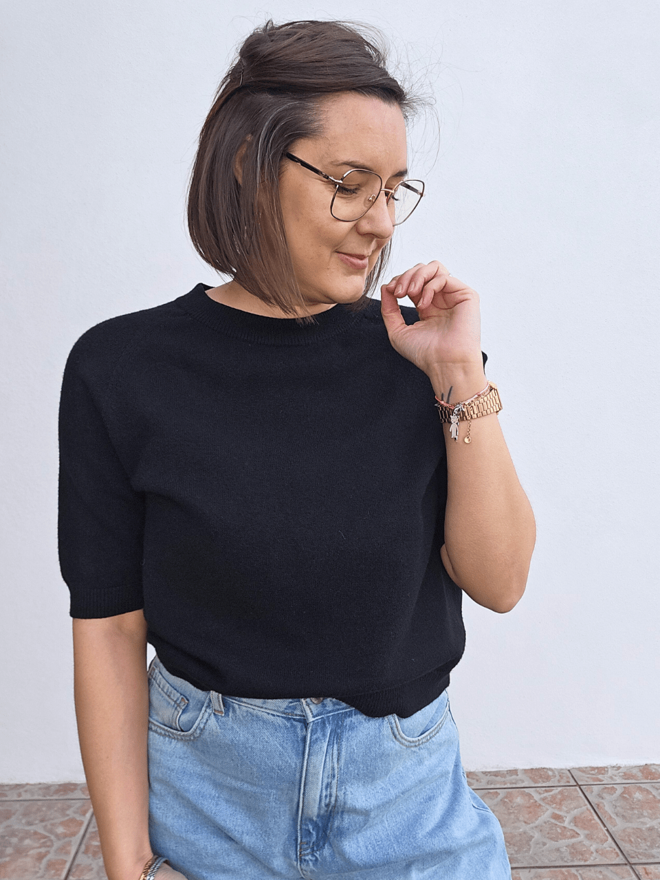 Pull femme manches courtes