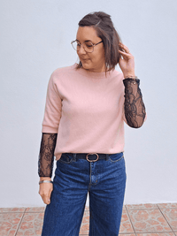Pull femme manches courtes