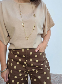 Pull beige manches chauve-souris courtes