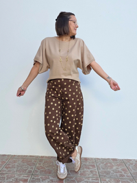 Pull beige manches chauve-souris courtes