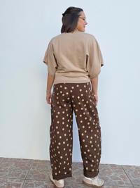 Pull beige manches chauve-souris courtes