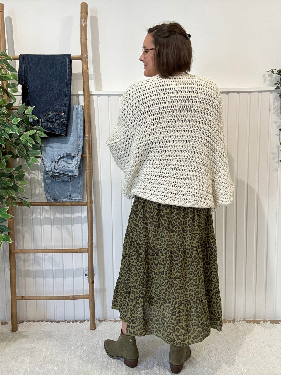 Pull large femme grosse maille croisé col V