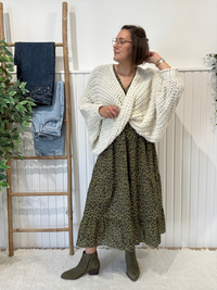 Pull large femme grosse maille croisé col V