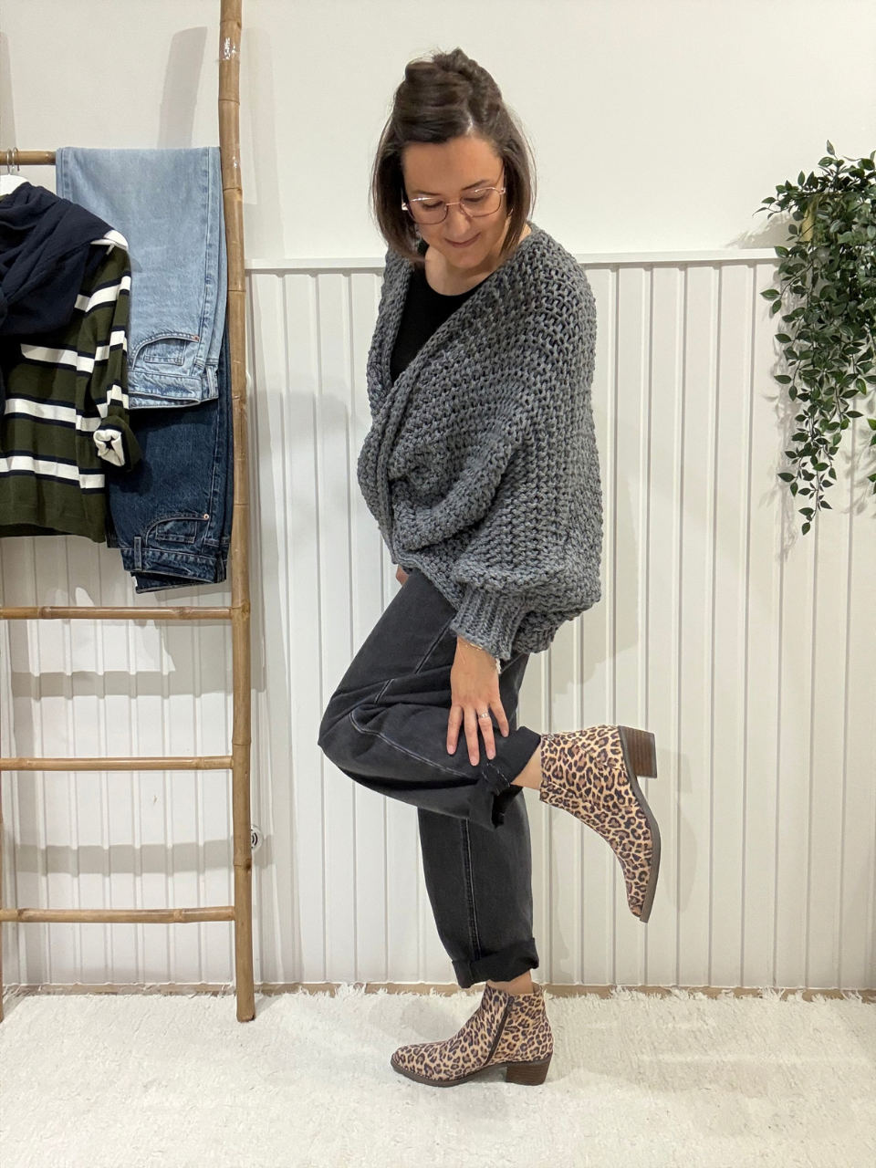 Pull large femme grosse maille croisé col V
