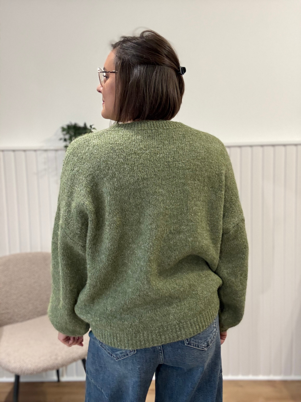 Pull femme doux et duveteux – Écru ou vert olive