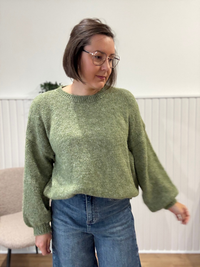 Pull femme doux et duveteux – Écru ou vert olive
