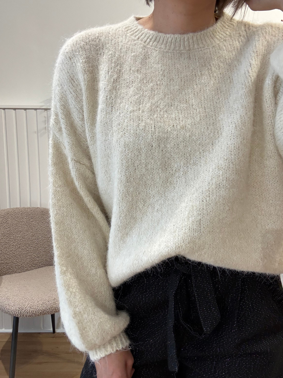 Pull femme doux et duveteux – Écru ou vert olive