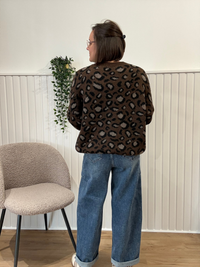 Pull léopard maille douce marron ou kaki