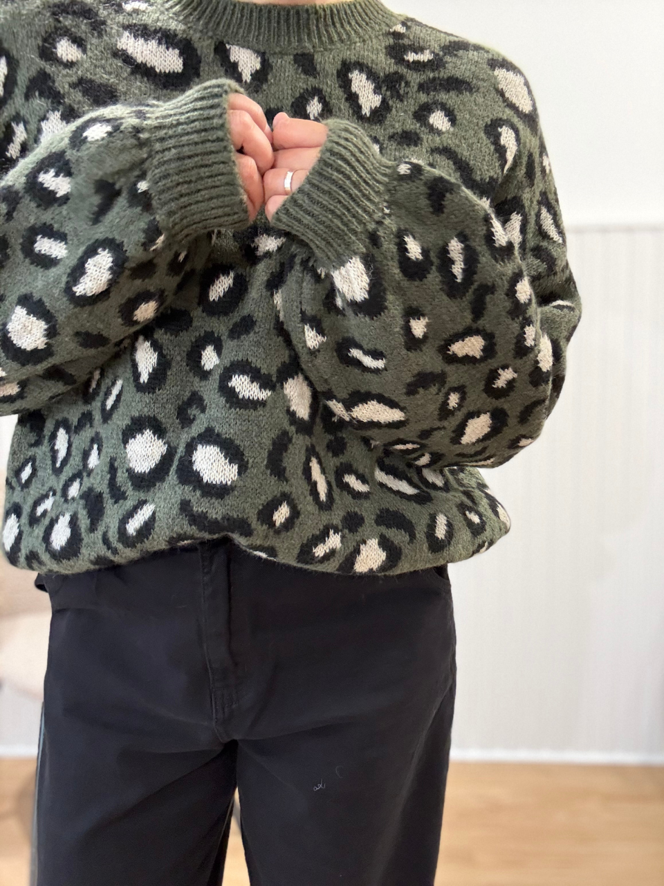 Pull léopard maille douce marron ou kaki