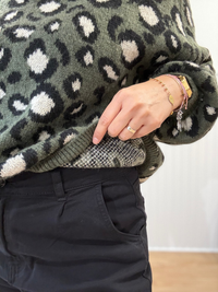 Pull léopard maille douce marron ou kaki