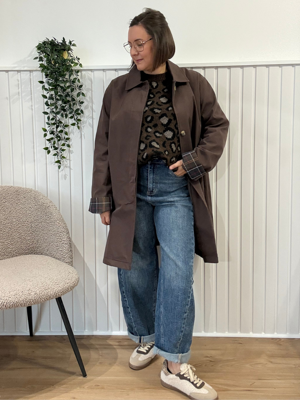 Pull léopard maille douce marron ou kaki