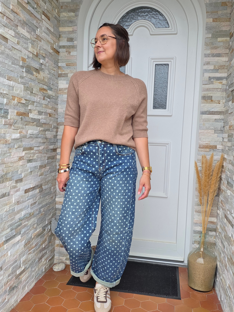look Pull manches courtes automne et jean barrel
