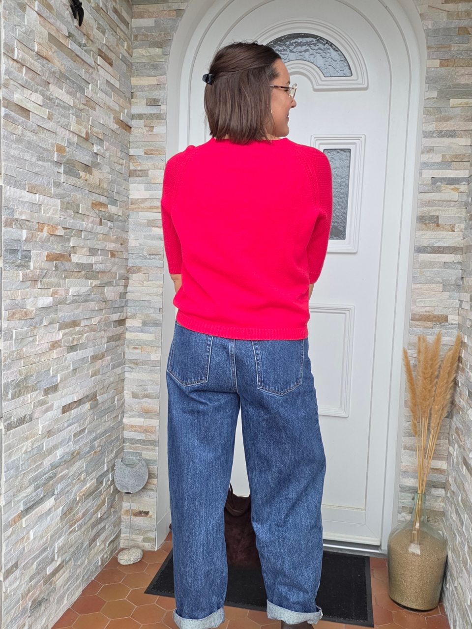 Pull manches courtes rouge 