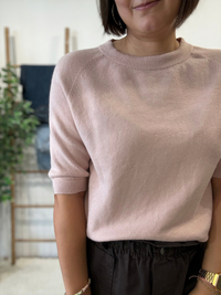 Pull manches courtes rose pâle femme taille unique