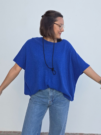 Pull oversize laine cachemire manches courtes