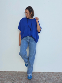 Pull oversize laine cachemire manches courtes