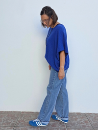 Pull oversize laine cachemire manches courtes