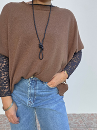 Pull oversize laine cachemire manches courtes