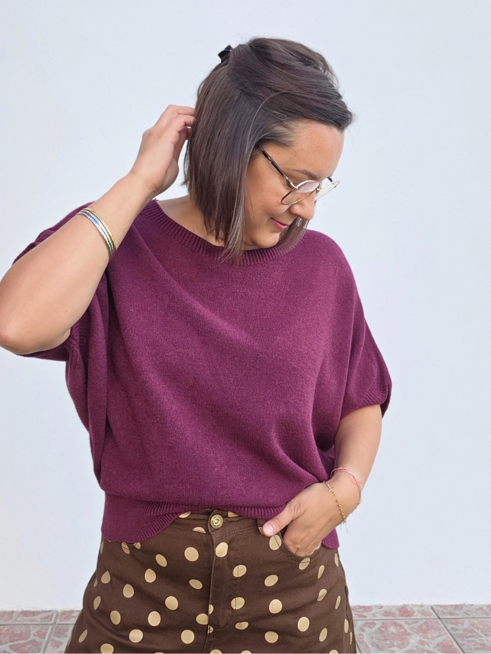 Pull oversize automne bordeaux 
