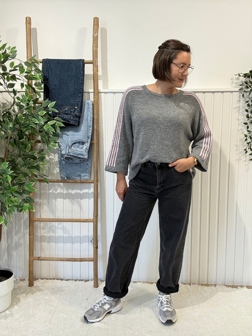 Pull sport chic femme manches 3/4 à bandes