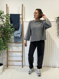 Pull sport chic femme manches 3/4 à bandes