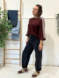 Pull sport chic femme manches 3/4 à bandes
