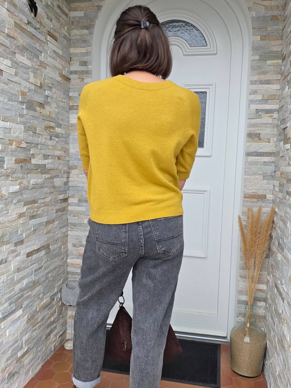 Pull manches courtes moutarde