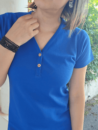 Robe courte bleu roi en coton piqué – Love By MD