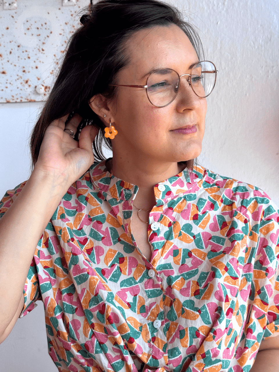 Robe courte colorée imprimé cœur