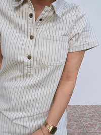 Robe en jean écru rayée femme – Oraije