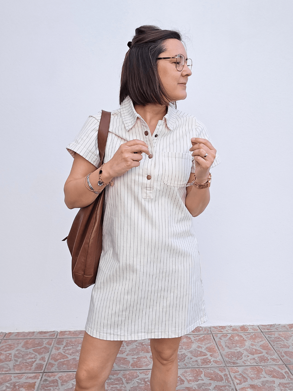 Robe en jean écru rayée femme – Oraije