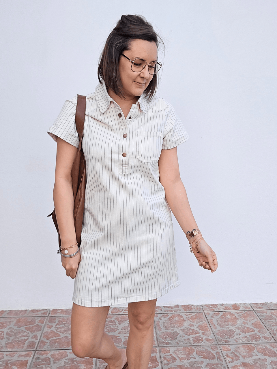 Robe en jean écru rayée femme – Oraije