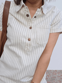 Robe en jean écru rayée femme – Oraije