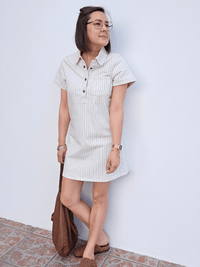 Robe en jean écru rayée femme – Oraije