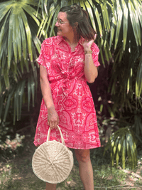 Robe fluide été imprimé cachemire fuchsia