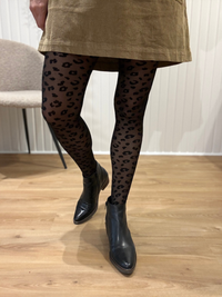 Collants noirs motif léopard