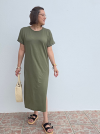 Robe longue tee-shirt détails cloutés – taille unique