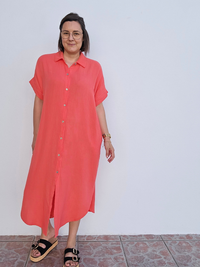 Robe été plage corail