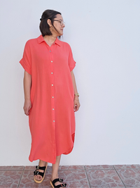 Robe longue corail