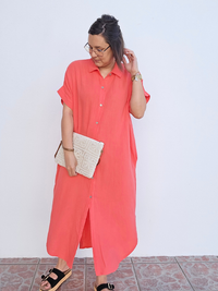 Robe longue corail