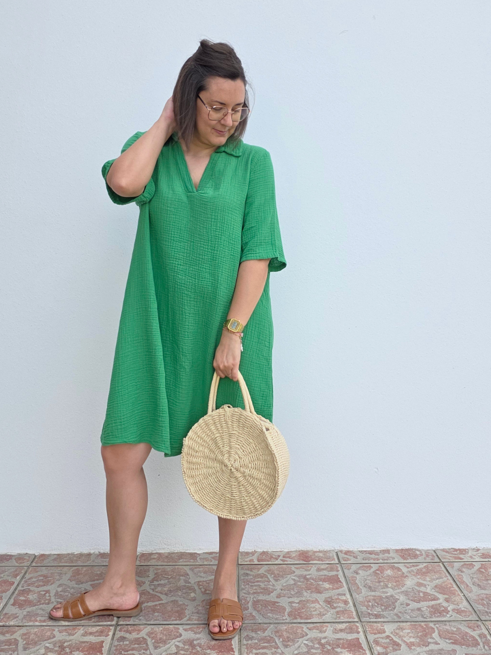 Look robe courte verte taille unique 36 42