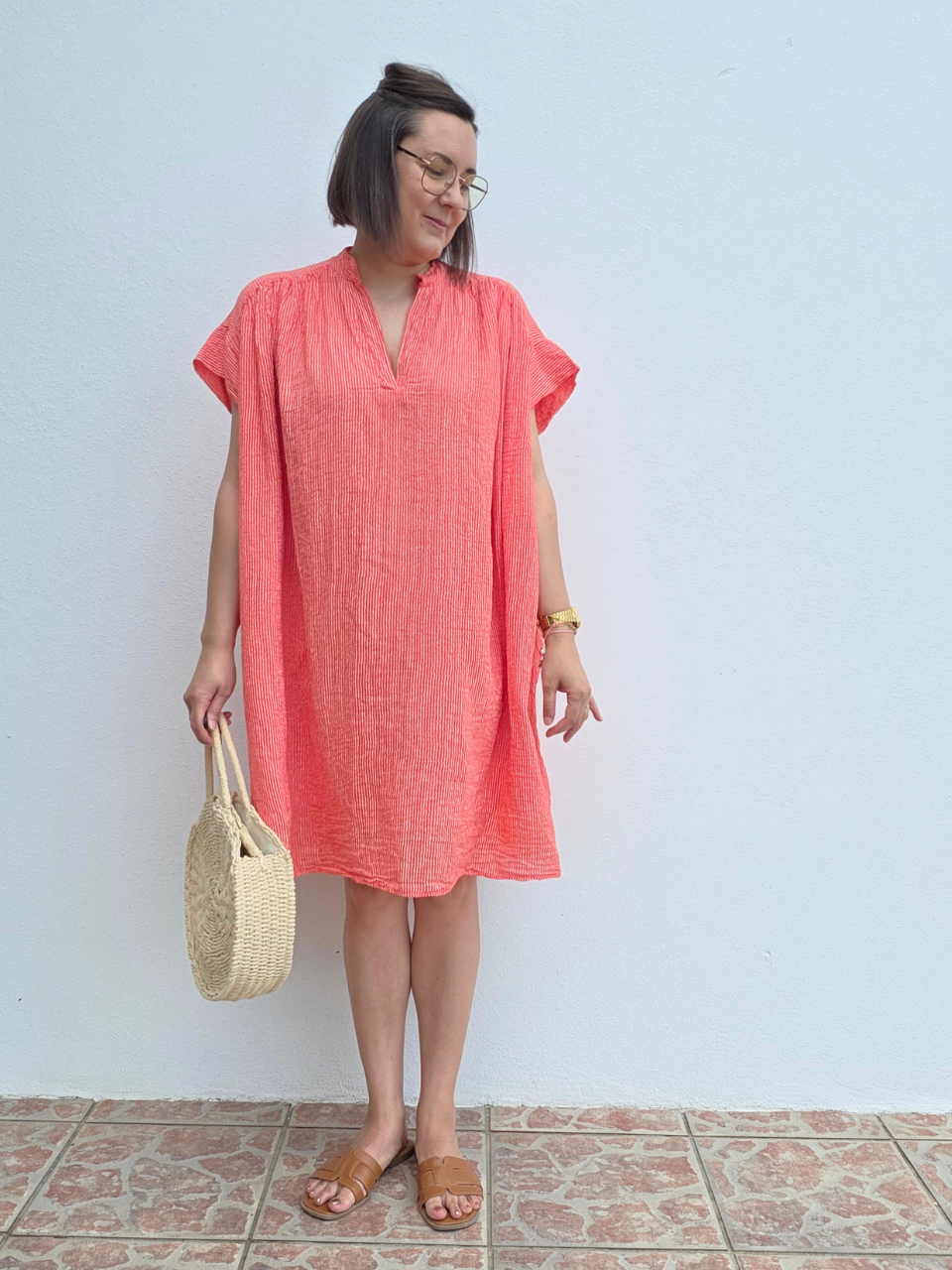 Robe d'été femme corail 