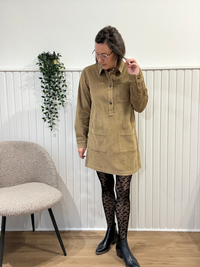 Robe courte en velours côtelé taupe