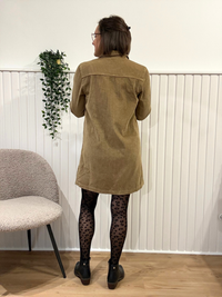 Robe courte en velours côtelé taupe