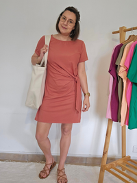 Robe courte nœud sur le côté – Vieux rose