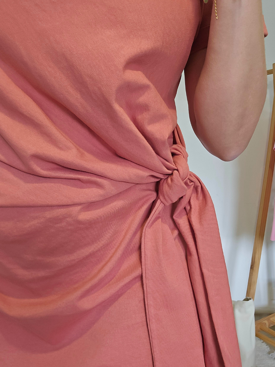 Robe courte nœud sur le côté – Vieux rose